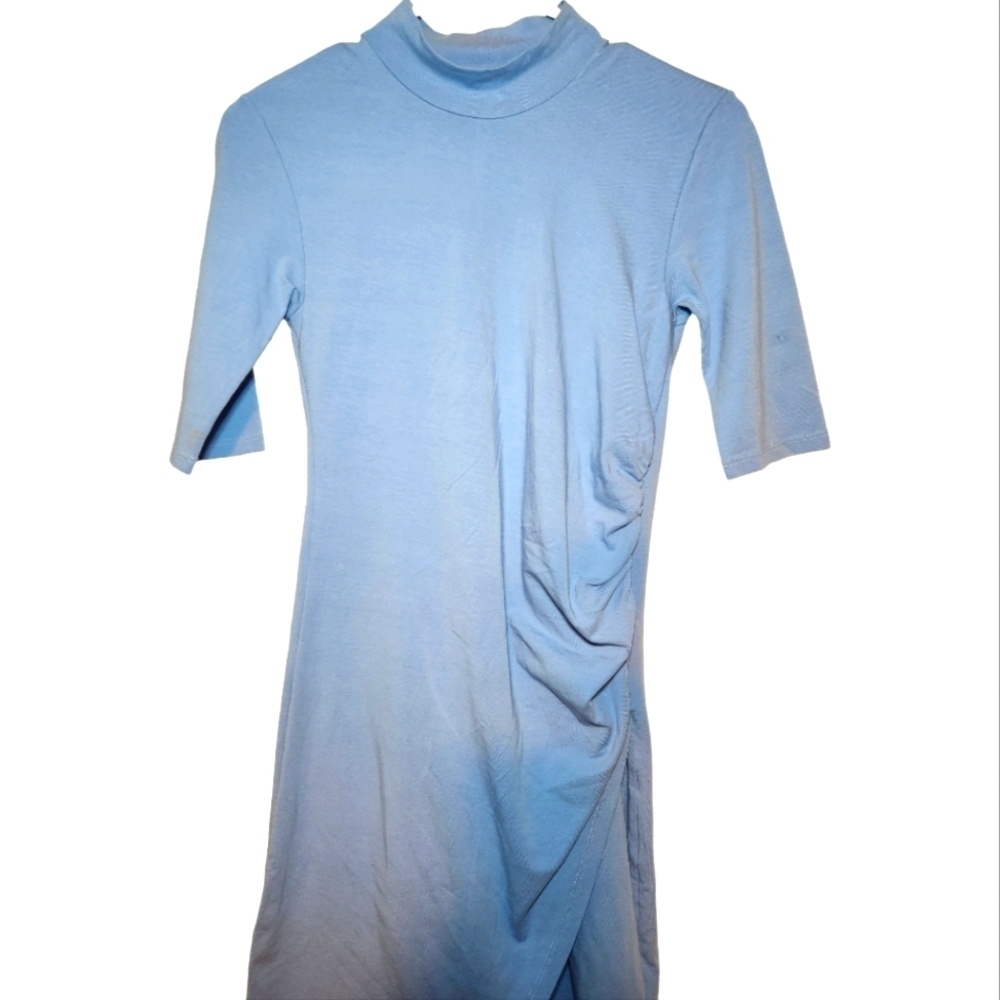 ATM Anthony Thomas Melillo Pima Cotton Side Draped Light Blue Dress Size M - Picture 4 of 8